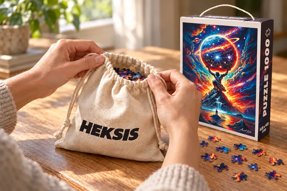 Cadeaudoos met papieren handvat en katoenen zak inbegrepen